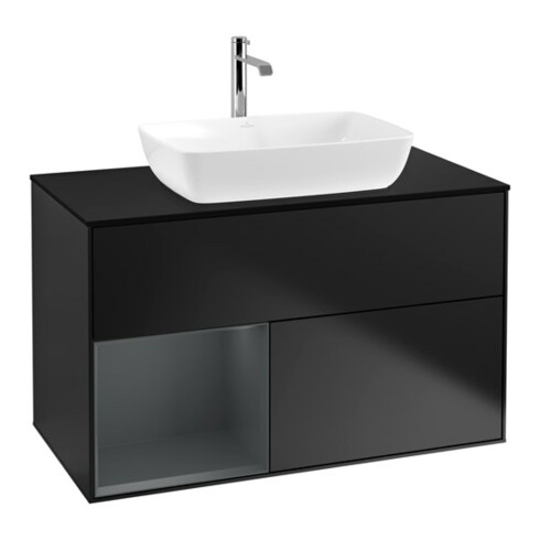 V&B Waschtischunterschrank Finion 100, Pl bla m, Reg md m Lac, bla m Lac