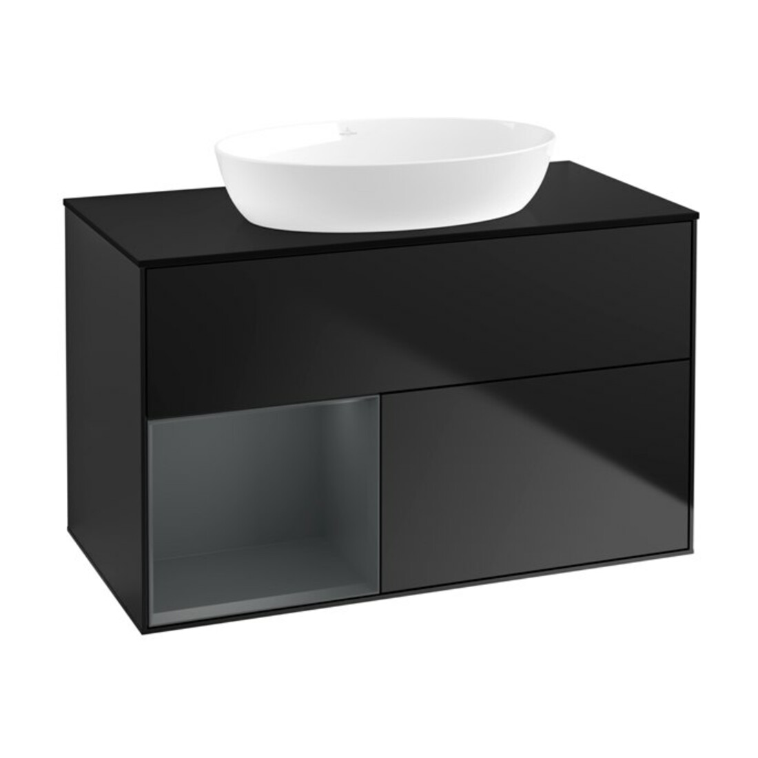 V&B Waschtischunterschrank Finion 100, Pl bla m, Reg md m Lac, bla m Lac