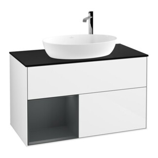 V&B Waschtischunterschrank Finion 100, Pl bla m, Reg md m Lac, glo wh. Lac