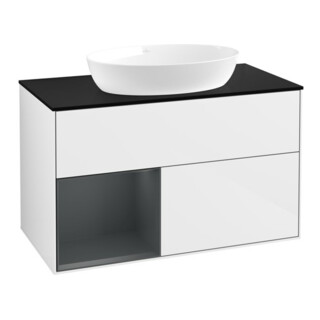 V&B Waschtischunterschrank Finion 100, Pl bla m, Reg md m Lac, glo wh. Lac