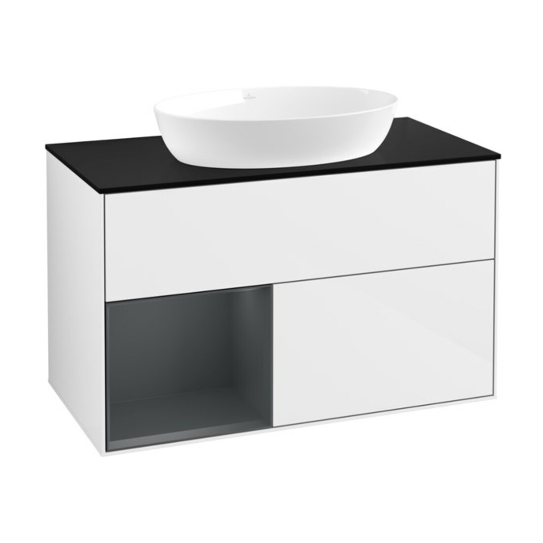 V&B Waschtischunterschrank Finion 100, Pl bla m, Reg md m Lac, glo wh. Lac
