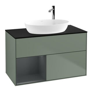 V&B Waschtischunterschrank Finion 100, Pl bla m, Reg md m Lac, Oli. m Lac
