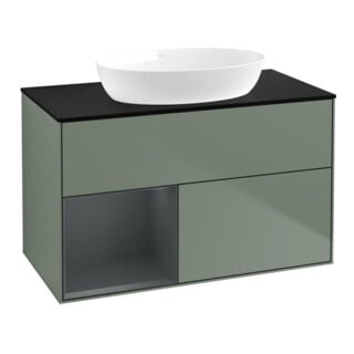 V&B Waschtischunterschrank Finion 100, Pl bla m, Reg md m Lac, Oli. m Lac