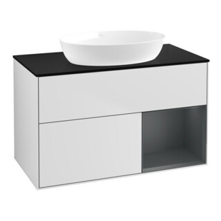 V&B Waschtischunterschrank Finion 100, Pl bla m, Reg md m Lac, wh. m Lac