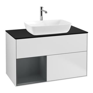 V&B Waschtischunterschrank Finion 100, Pl bla m, Reg md m Lac, wh. m Lac