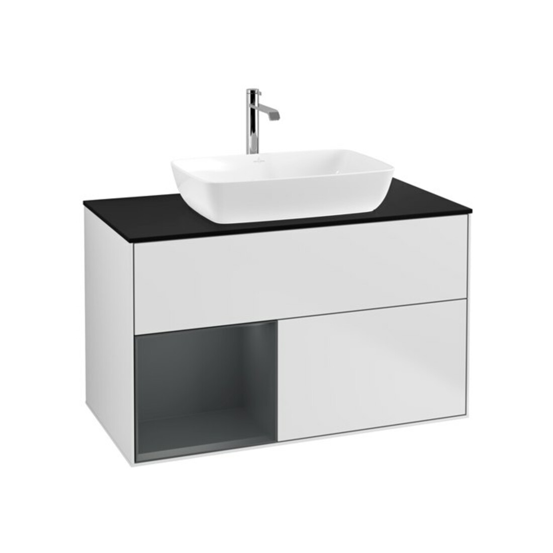 V&B Waschtischunterschrank Finion 100, Pl bla m, Reg md m Lac, wh. m Lac