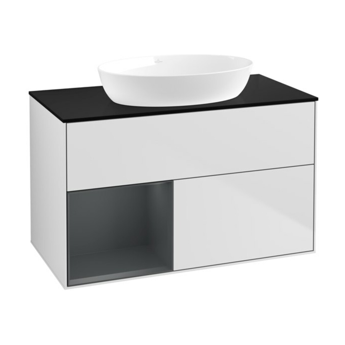 V&B Waschtischunterschrank Finion 100, Pl bla m, Reg md m Lac, wh. m Lac