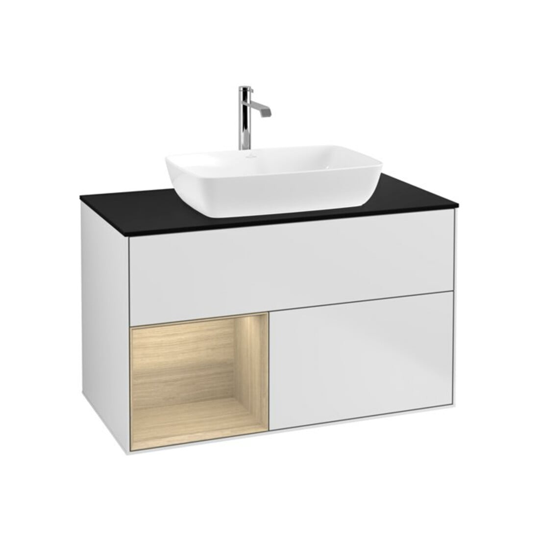 V&B Waschtischunterschrank Finion 100, Pl bla m, Reg Oa ven, wh. m Lac