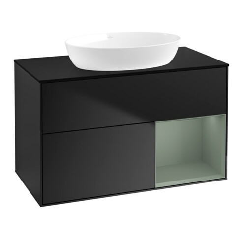 V&B Waschtischunterschrank Finion 100, Pl bla m, Reg Oli. m Lac, bla m Lac