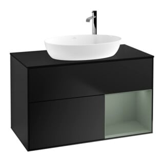 V&B Waschtischunterschrank Finion 100, Pl bla m, Reg Oli. m Lac, bla m Lac