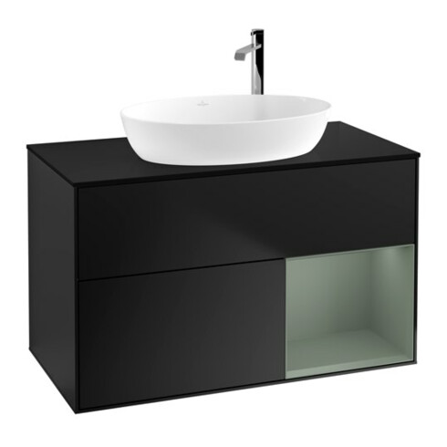 V&B Waschtischunterschrank Finion 100, Pl bla m, Reg Oli. m Lac, bla m Lac
