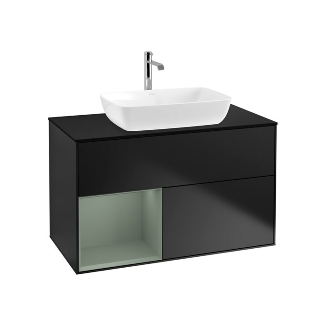 V&B Waschtischunterschrank Finion 100, Pl bla m, Reg Oli. m Lac, bla m Lac