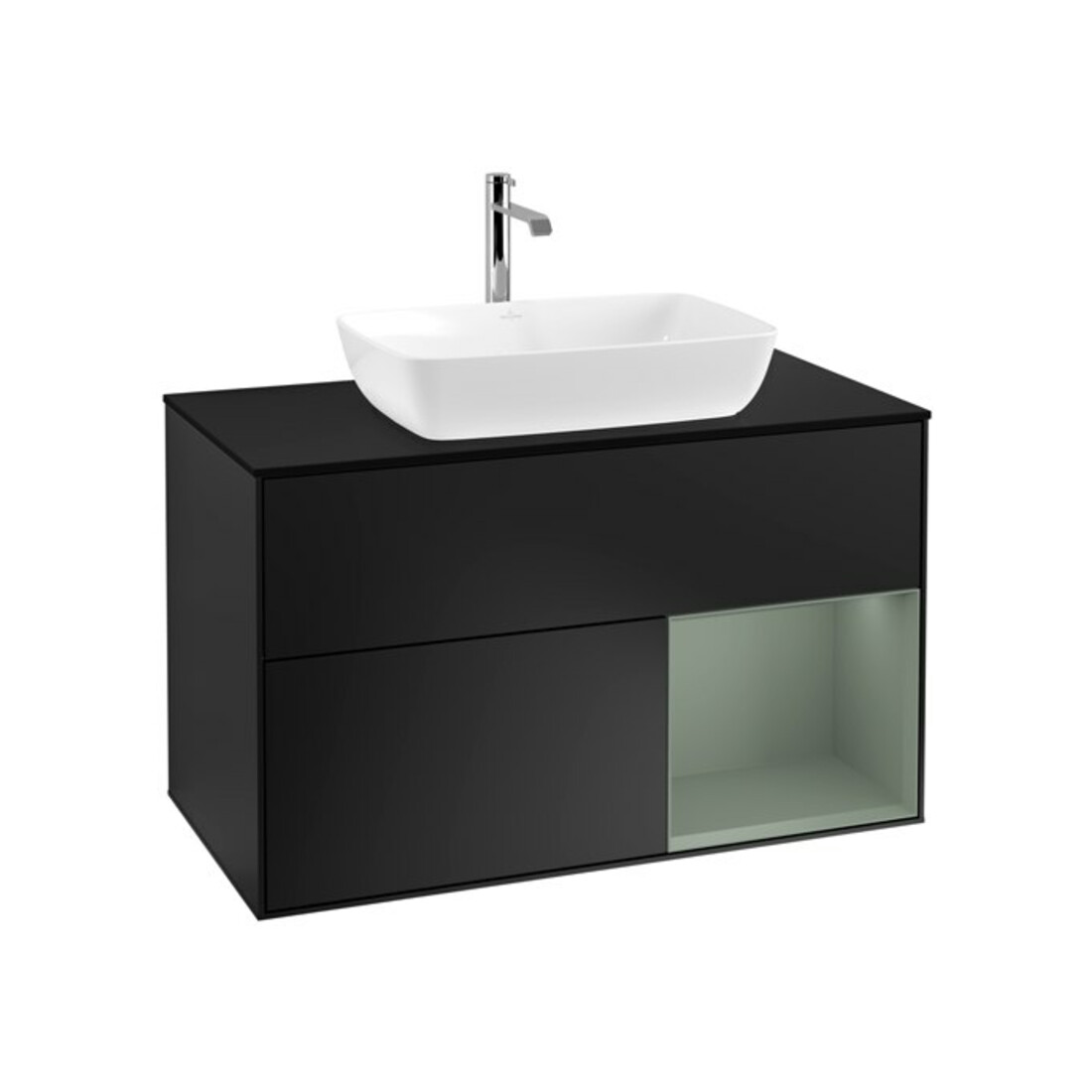 V&B Waschtischunterschrank Finion 100, Pl bla m, Reg Oli. m Lac, bla m Lac