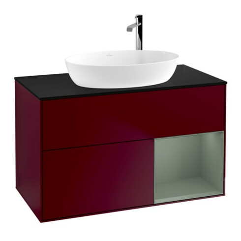 V&B Waschtischunterschrank Finion 100, Pl bla m, Reg Oli. m Lac, Peo m