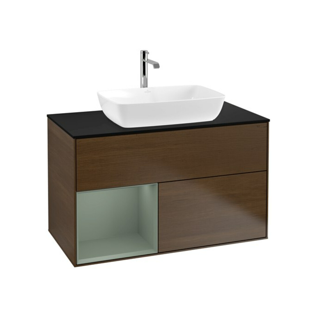 V&B Waschtischunterschrank Finion 100, Pl bla m, Reg Oli. m Lac, wal ven