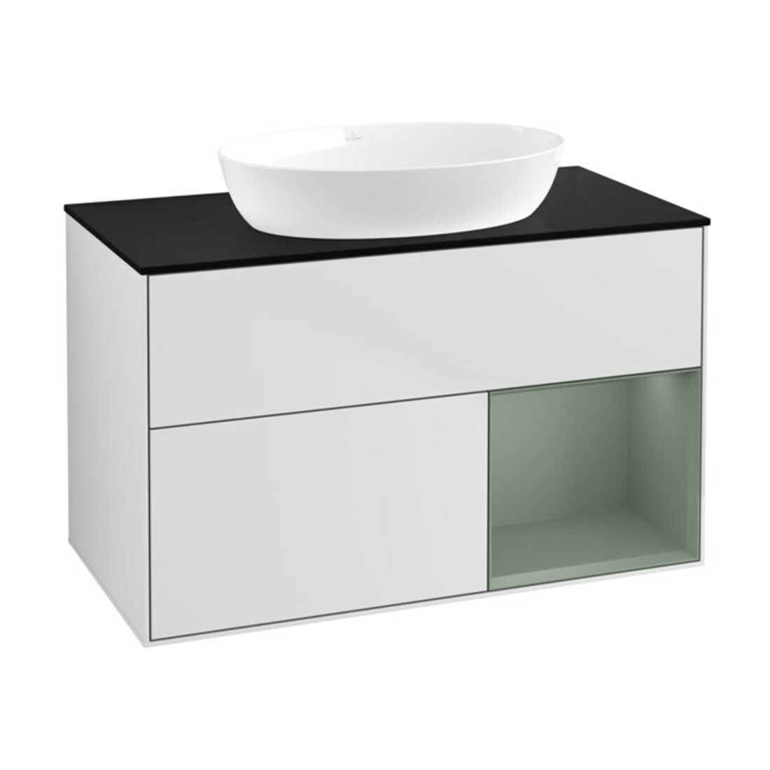 V&B Waschtischunterschrank Finion 100, Pl bla m, Reg Oli. m Lac, wh. m Lac