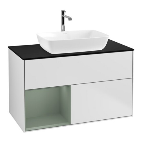V&B Waschtischunterschrank Finion 100, Pl bla m, Reg Oli. m Lac, wh. m Lac