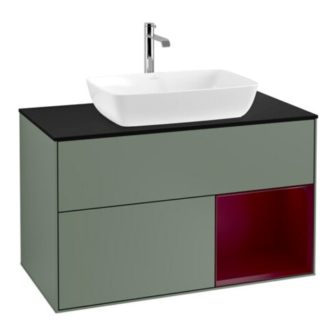 V&B Waschtischunterschrank Finion 100, Pl bla m, Reg Peo m Lac, Oli. m Lac