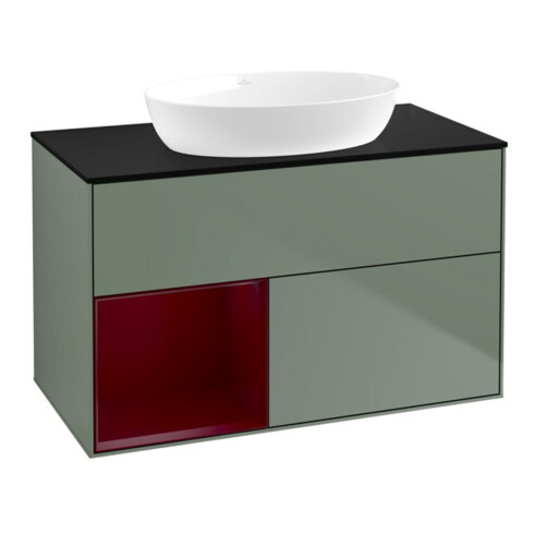 V&B Waschtischunterschrank Finion 100, Pl bla m, Reg Peo m Lac, Oli. m Lac