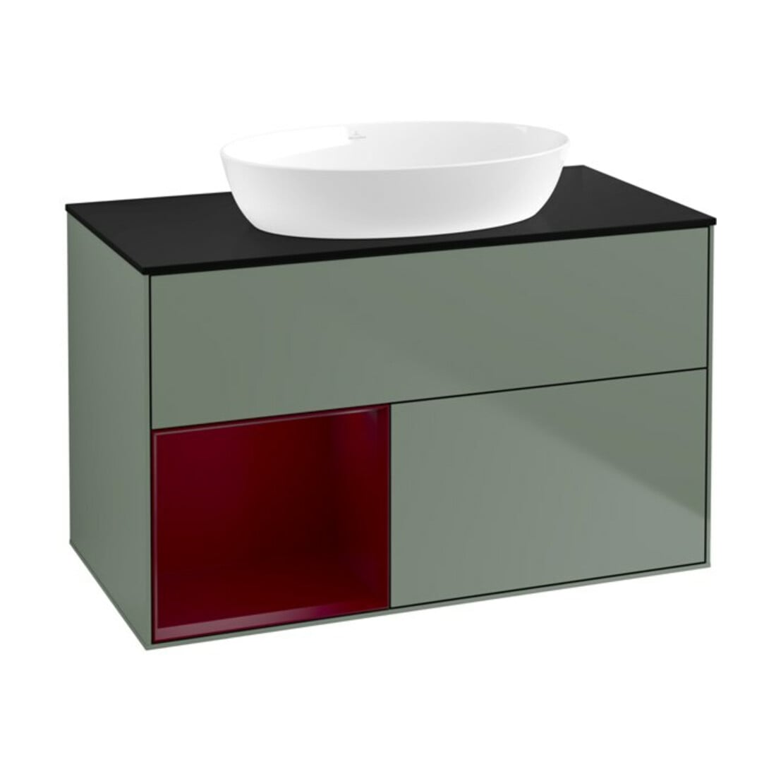 V&B Waschtischunterschrank Finion 100, Pl bla m, Reg Peo m Lac, Oli. m Lac