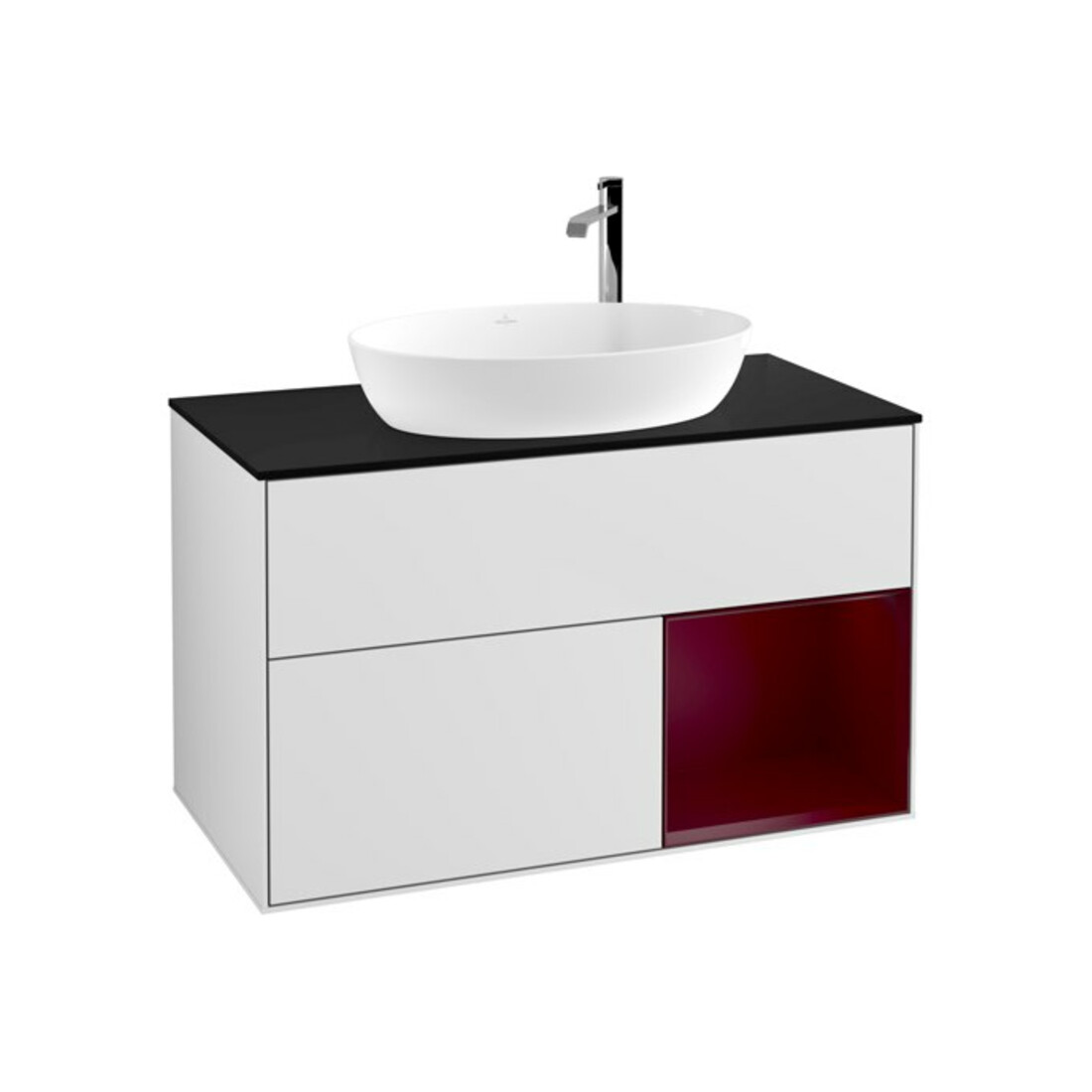 V&B Waschtischunterschrank Finion 100, Pl bla m, Reg Peo m Lac, wh. m Lac