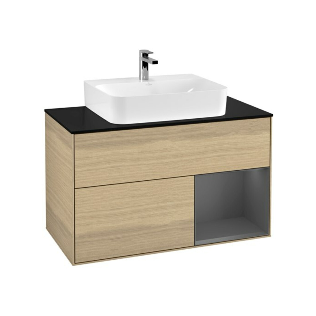 V&B Waschtischunterschrank Finion 100, Pl bla m, Reg re Anthrac. m, Oa ven