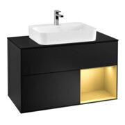 V&B Waschtischunterschrank Finion 100, Pl bla m, Reg re gol m, bla m Lac