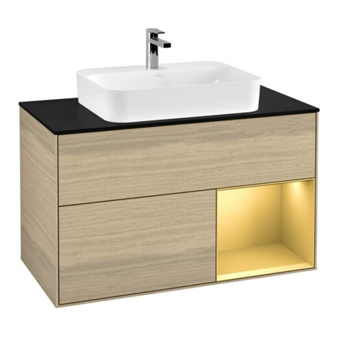 V&B Waschtischunterschrank Finion 100, Pl bla m, Reg re gol m, Oa ven
