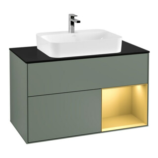 V&B Waschtischunterschrank Finion 100, Pl bla m, Reg re gol m, Oli. m Lac