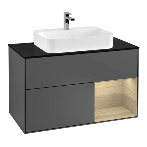V&B Waschtischunterschrank Finion 100, Pl bla m, Reg re Oa ven, Anthrac. m
