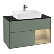 V&B Waschtischunterschrank Finion 100, Pl bla m, Reg re Oa ven, Oli. m Lac