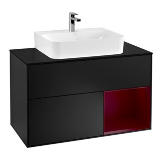 V&B Waschtischunterschrank Finion 100, Pl bla m, Reg re Peo, bla m Lac