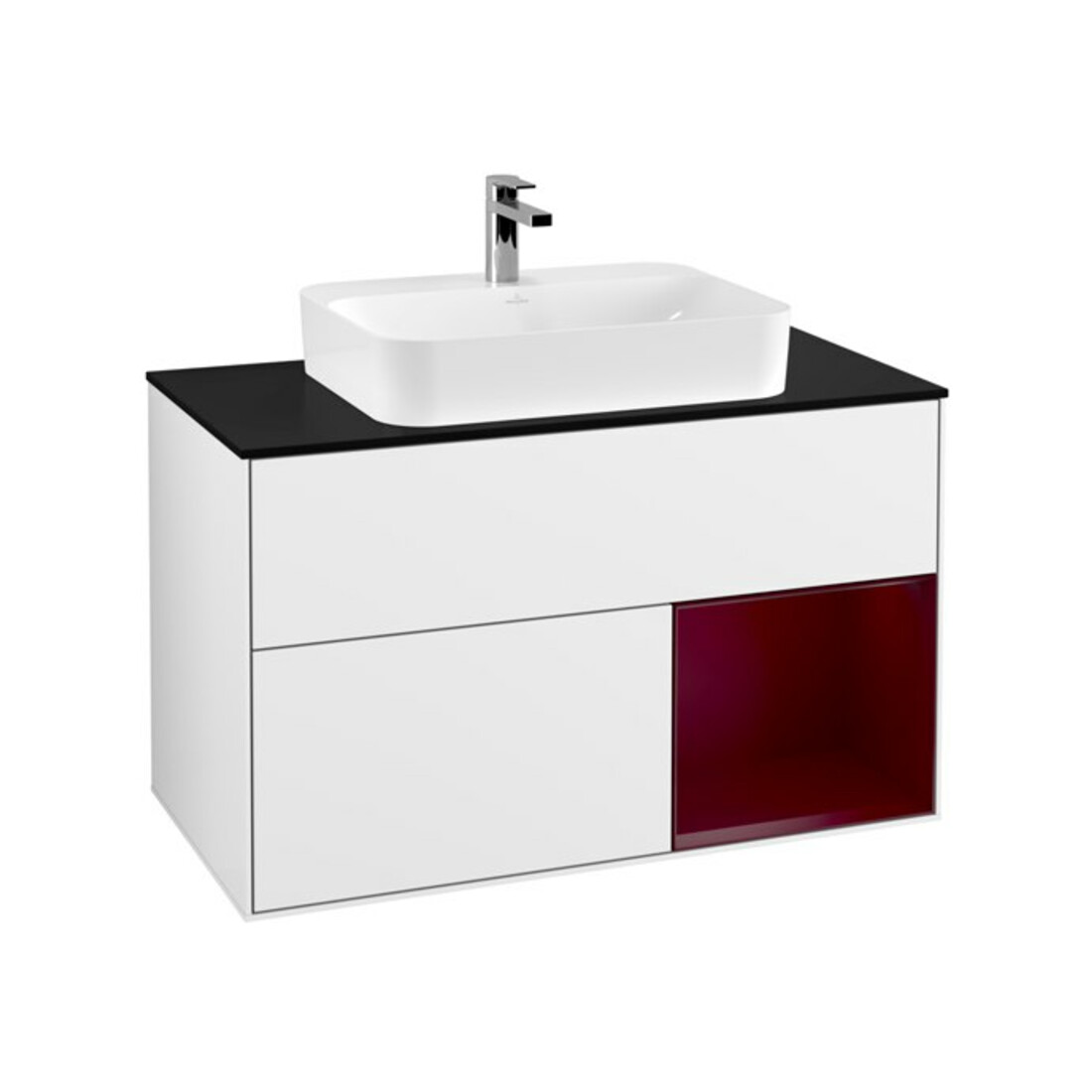 V&B Waschtischunterschrank Finion 100, Pl bla m, Reg re Peo, glo wh. Lac