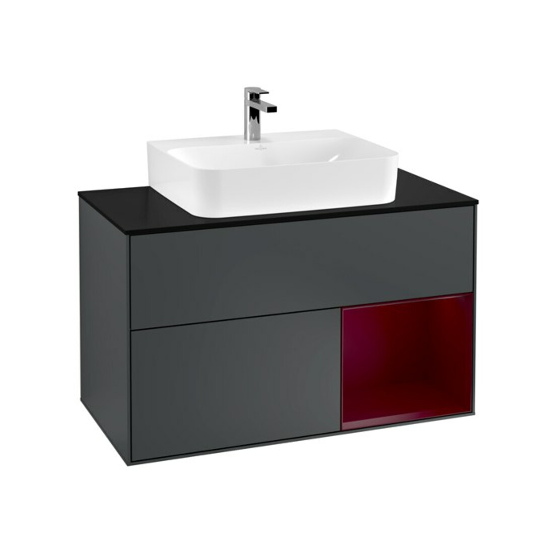 V&B Waschtischunterschrank Finion 100, Pl bla m, Reg re Peo, md bl. m Lac