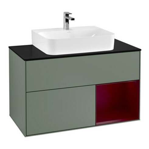 V&B Waschtischunterschrank Finion 100, Pl bla m, Reg re Peo, Oli. m Lac