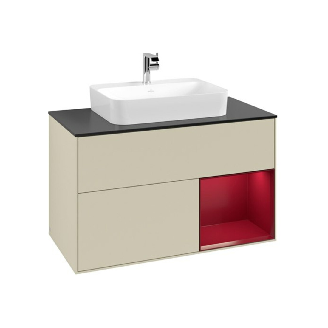 V&B Waschtischunterschrank Finion 100, Pl bla m, Reg re Peo, si Gr m Lac
