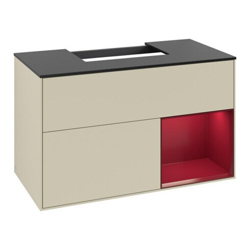 V&B Waschtischunterschrank Finion 100, Pl bla m, Reg re Peo, si Gr m Lac