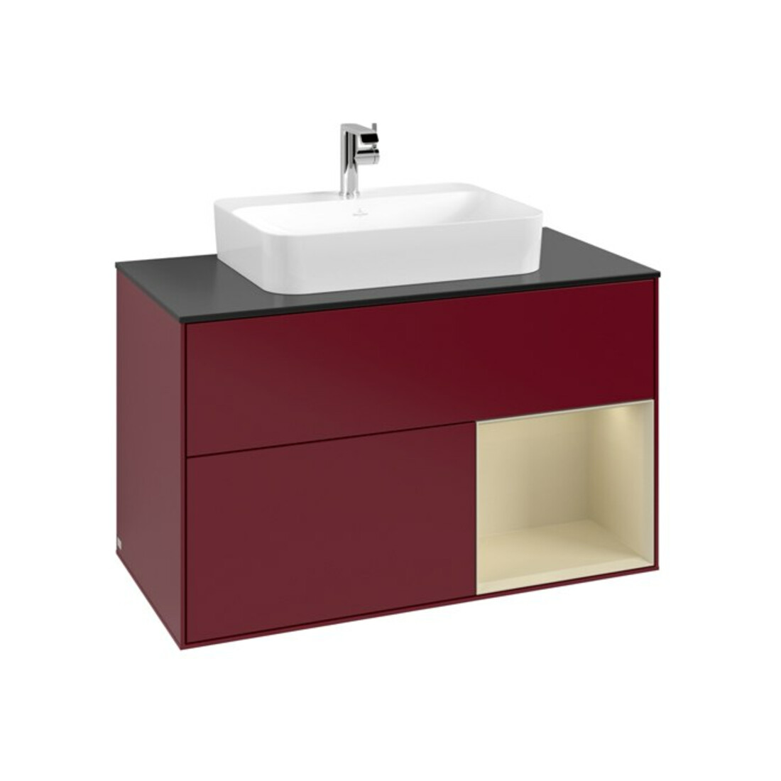 V&B Waschtischunterschrank Finion 100, Pl bla m, Reg re si Gr m Lac, Peo m