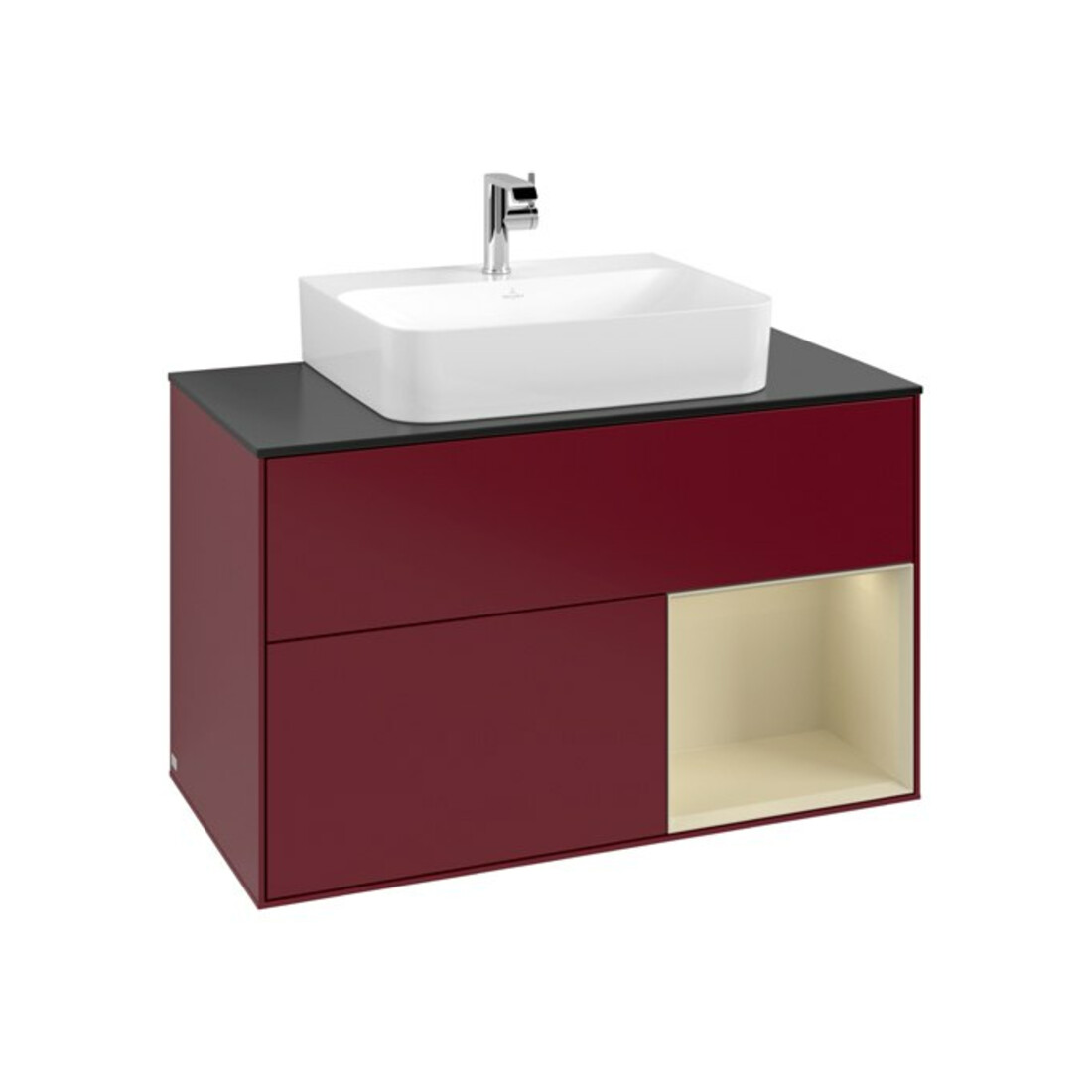 V&B Waschtischunterschrank Finion 100, Pl bla m, Reg re si Gr m Lac, Peo m