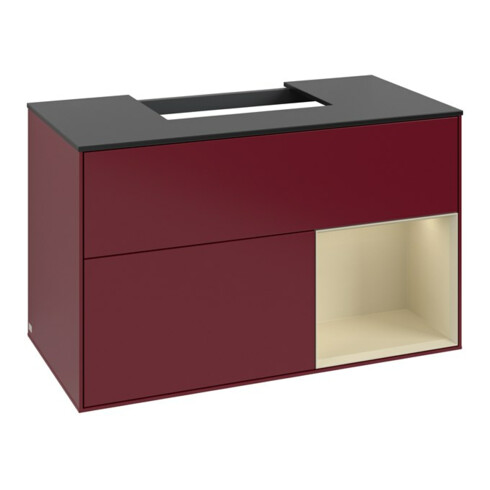 V&B Waschtischunterschrank Finion 100, Pl bla m, Reg re si Gr m Lac, Peo m