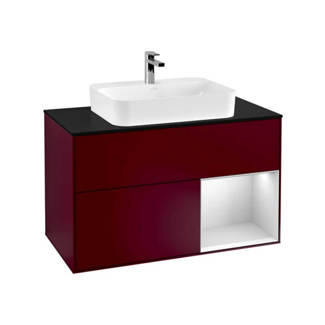 V&B Waschtischunterschrank Finion 100, Pl bla m, Reg re wh. m Lac, Peo m