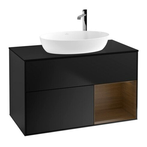 V&B Waschtischunterschrank Finion 100, Pl bla m, Reg wal ven, bla m Lac