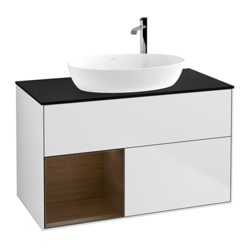 V&B Waschtischunterschrank Finion 100, Pl bla m, Reg wal ven, wh. m Lac
