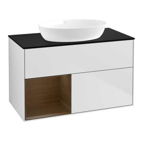V&B Waschtischunterschrank Finion 100, Pl bla m, Reg wal ven, wh. m Lac