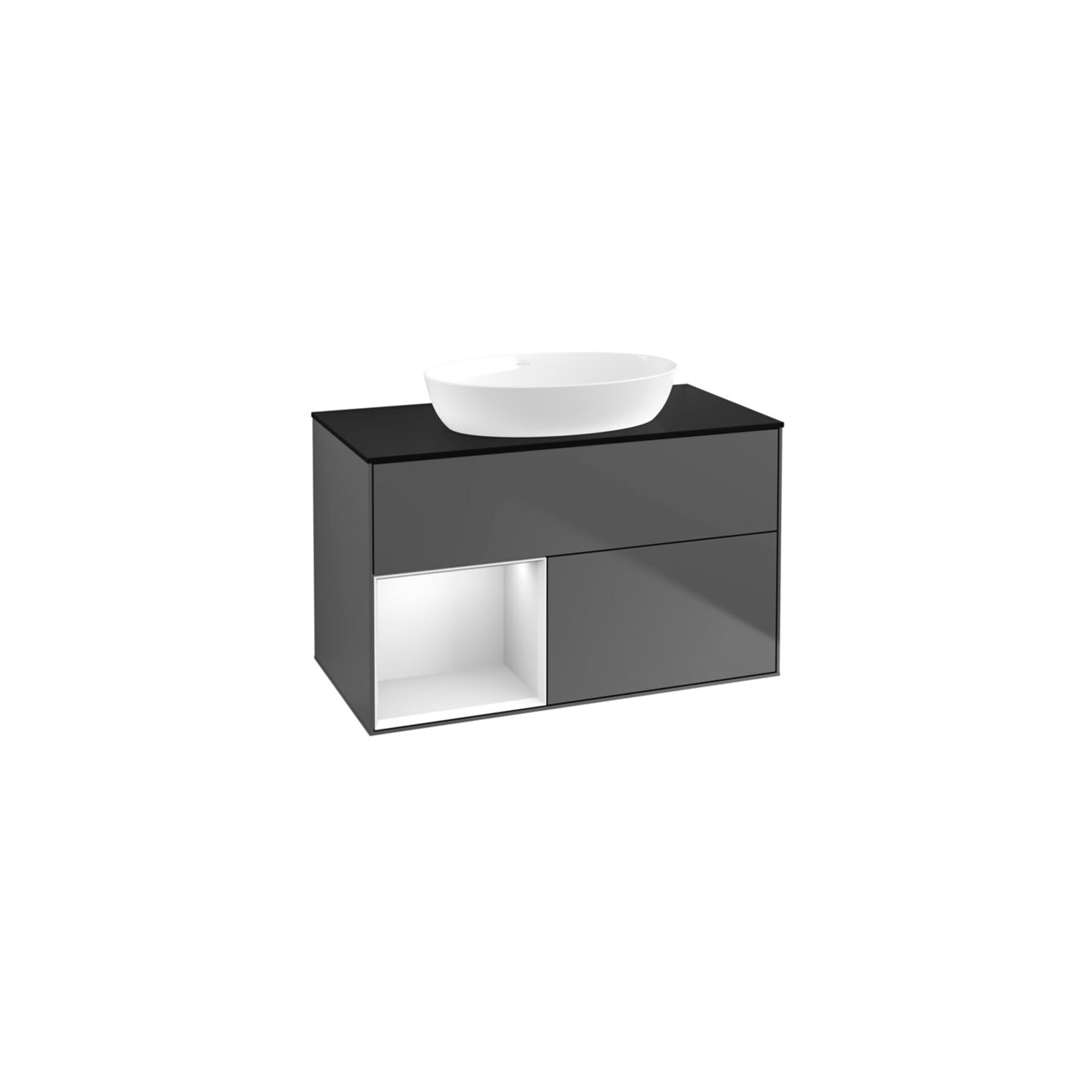 V&B Waschtischunterschrank Finion 100, Pl bla m, Reg wh. m Lac, Anthrac. m ; Villeroy & Boch