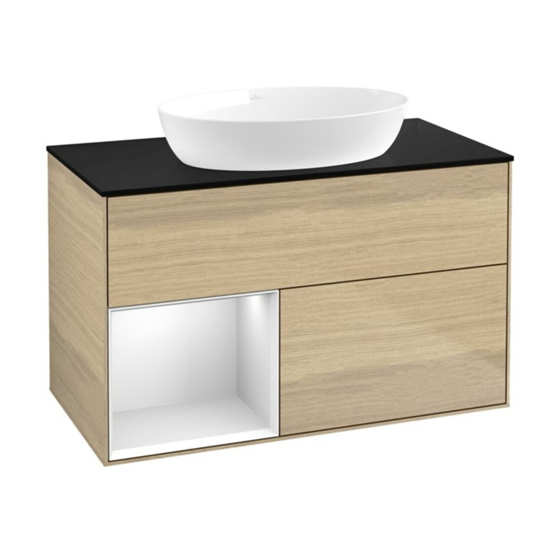 V&B Waschtischunterschrank Finion 100, Pl bla m, Reg wh. m Lac, Oa ven