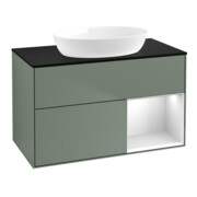 V&B Waschtischunterschrank Finion 100, Pl bla m, Reg wh. m Lac, Oli. m Lac