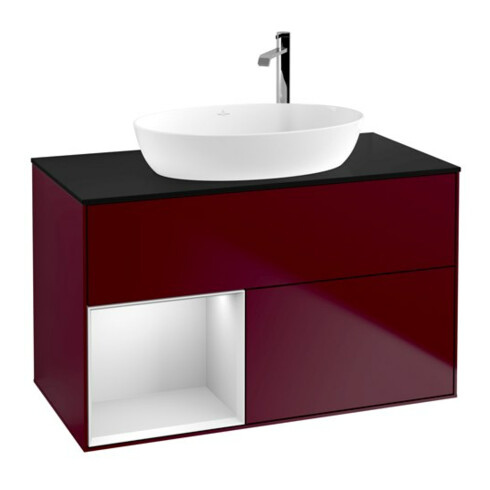 V&B Waschtischunterschrank Finion 100, Pl bla m, Reg wh. m Lac, Peo m