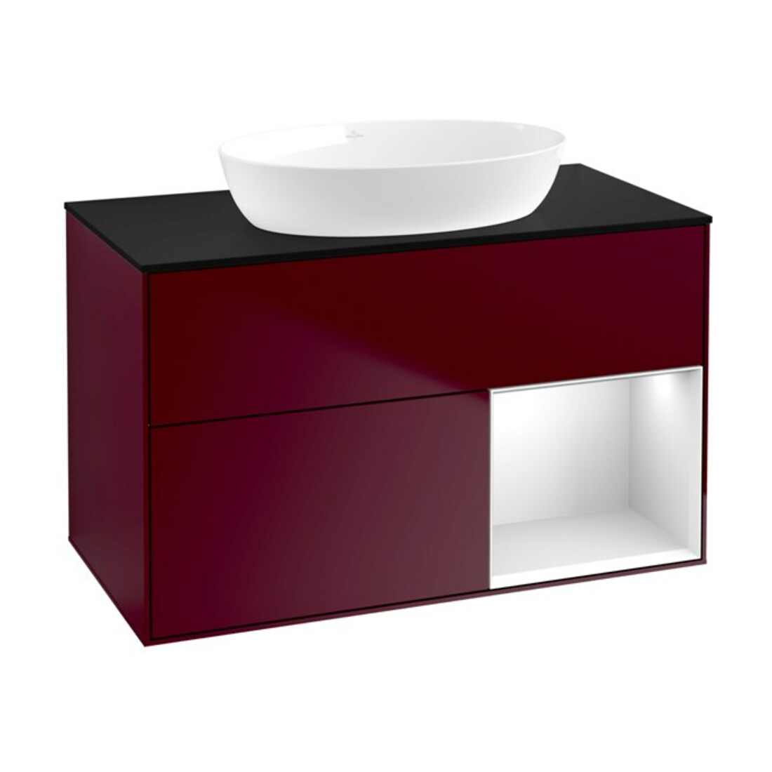 V&B Waschtischunterschrank Finion 100, Pl bla m, Reg wh. m Lac, Peo m