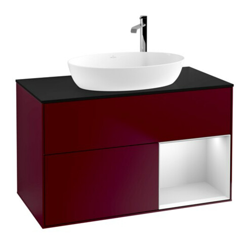 V&B Waschtischunterschrank Finion 100, Pl bla m, Reg wh. m Lac, Peo m